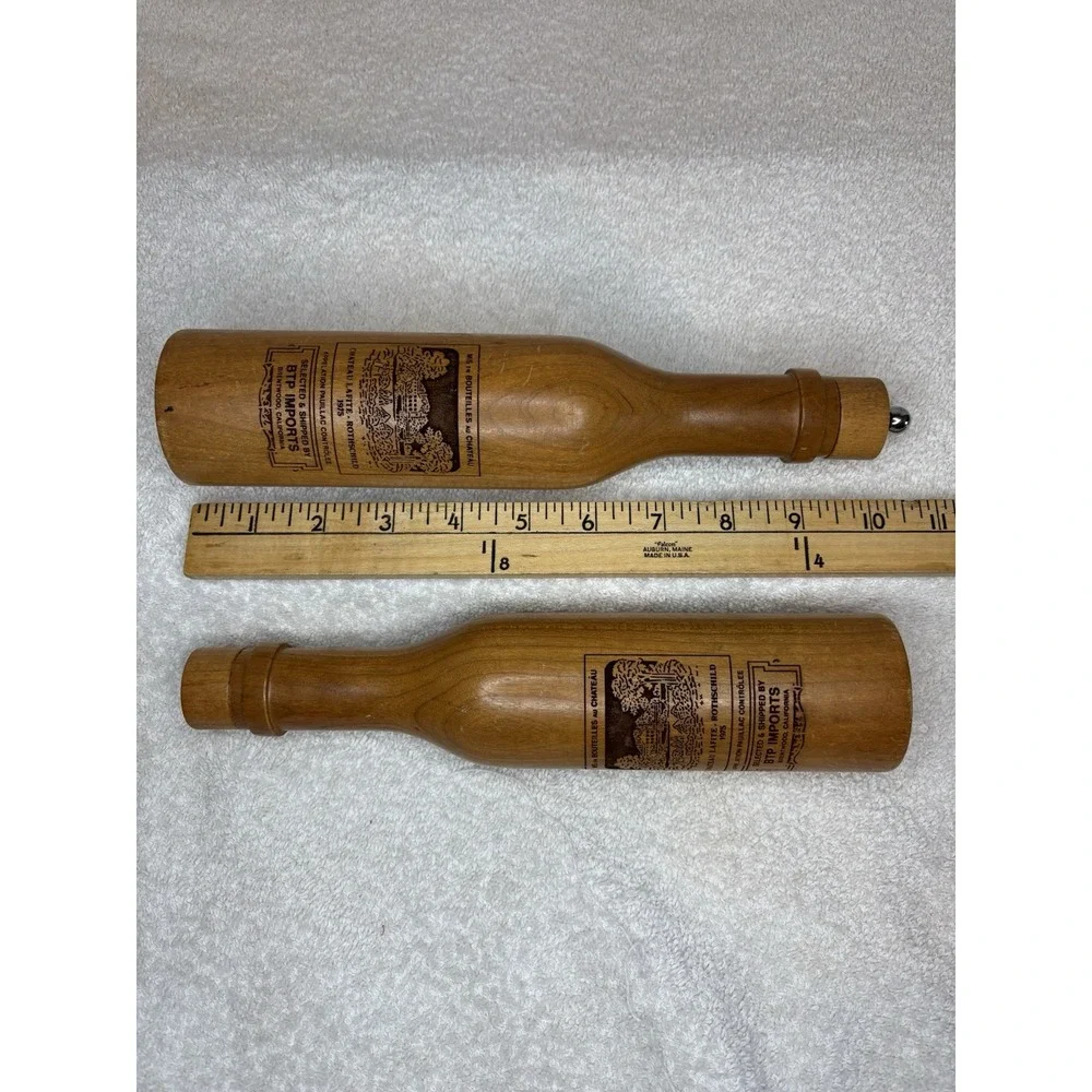 BTP Imports Chateau Lafita Rothschild 1975 Wooden Pepper Mill & Salt shaker set